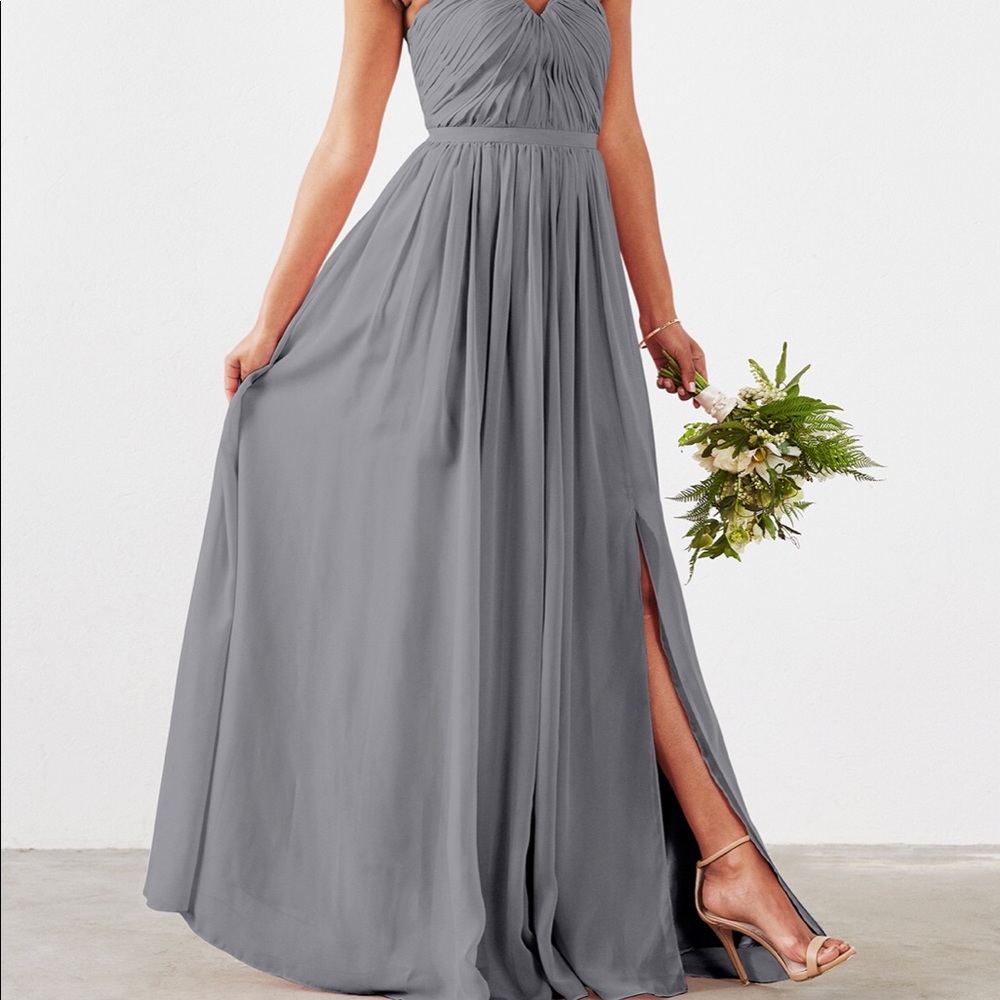 Dove and Dahlia Weddington Way Grey Bridesmaids Dress Ball Gown Long Formal